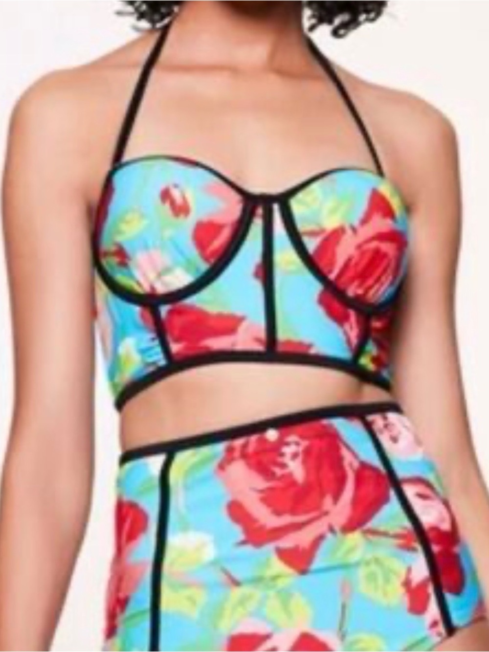 Betsey Johnson 3 pc Framed Floral Swimsuit Large